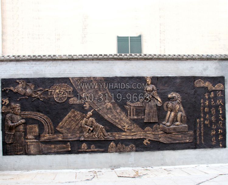 “漢代重氣質(zhì)，牡丹留正色”中國(guó)傳統(tǒng)文化浮雕壁畫，玻璃鋼仿銅園林墻壁裝飾壁畫雕塑