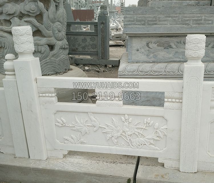 園林漢白玉石欄板景觀石雕_1雕塑