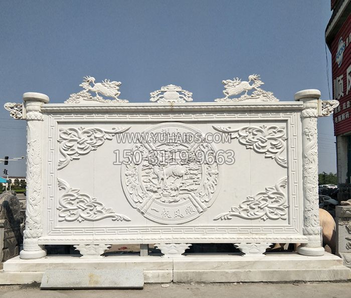 園林景觀吉祥如意石浮雕影壁雕塑