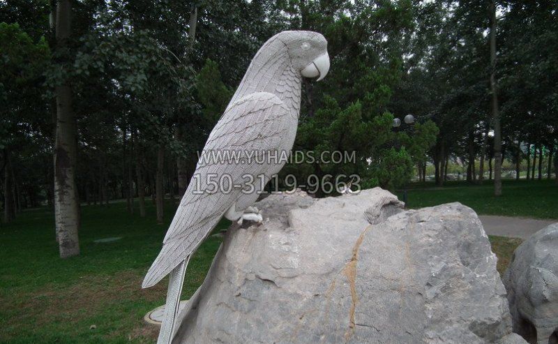 不銹鋼鸚鵡公園動物雕塑