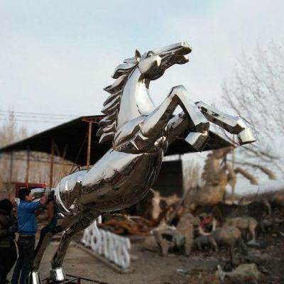 不銹鋼鏤空奔馬雕塑廣場動物雕塑