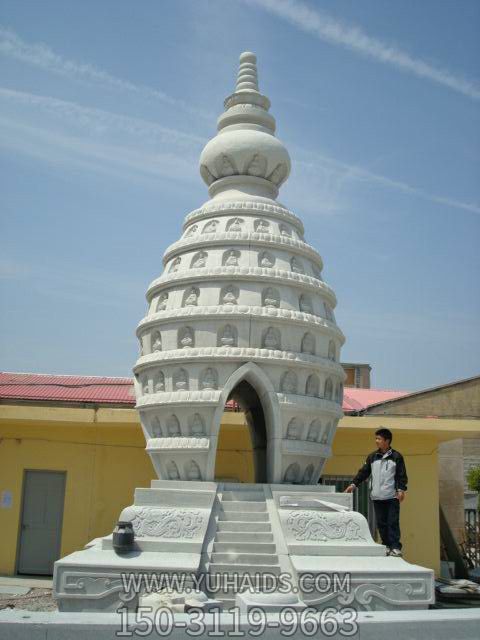 佛塔雕塑-現(xiàn)代景區(qū)寺院漢白玉石雕舍利塔雕塑定制