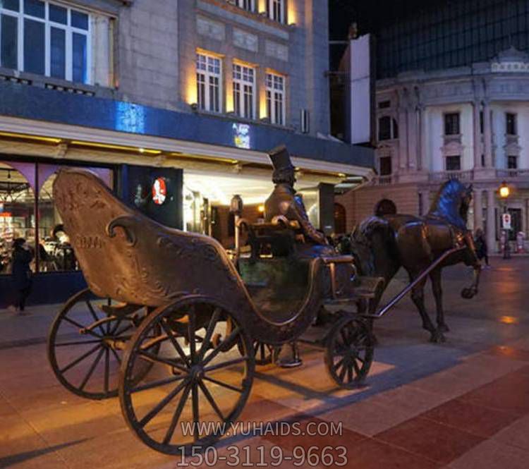 戶(hù)外街道玻璃鋼仿銅馬車(chē)雕塑