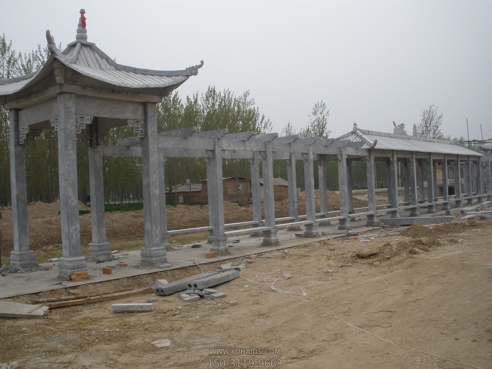 公園戶外長(zhǎng)廊青石仿古建涼亭裝飾擺件雕塑