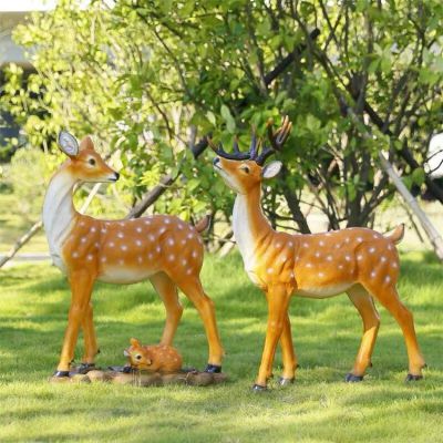 動物園大型玻璃鋼仿真動物戶外園林梅花鹿雕塑