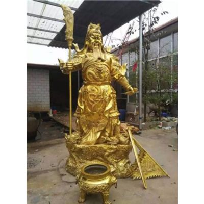 鑄銅噴金打造武財神關(guān)公雕塑