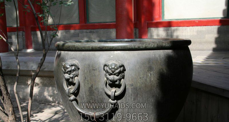 仿古水缸銅雕庭院寺廟缸雕塑