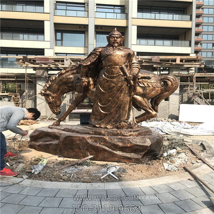 岳飛銅雕，玻璃鋼仿銅歷史名人，民族英雄人物雕塑