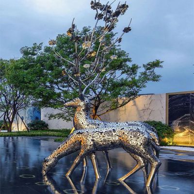 水景裝飾動(dòng)物鏤空鐵藝梅花鹿