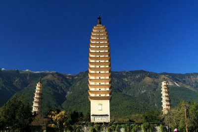 中國寺廟多層佛塔景觀