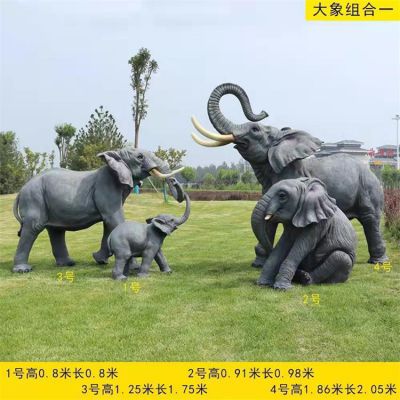 公園草坪玻璃鋼仿真創(chuàng)意大象雕塑