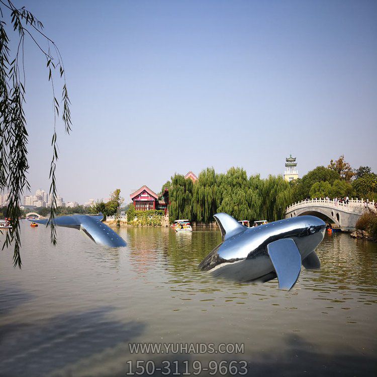 水景創(chuàng)意景觀不銹鋼鏡面鯨魚雕塑