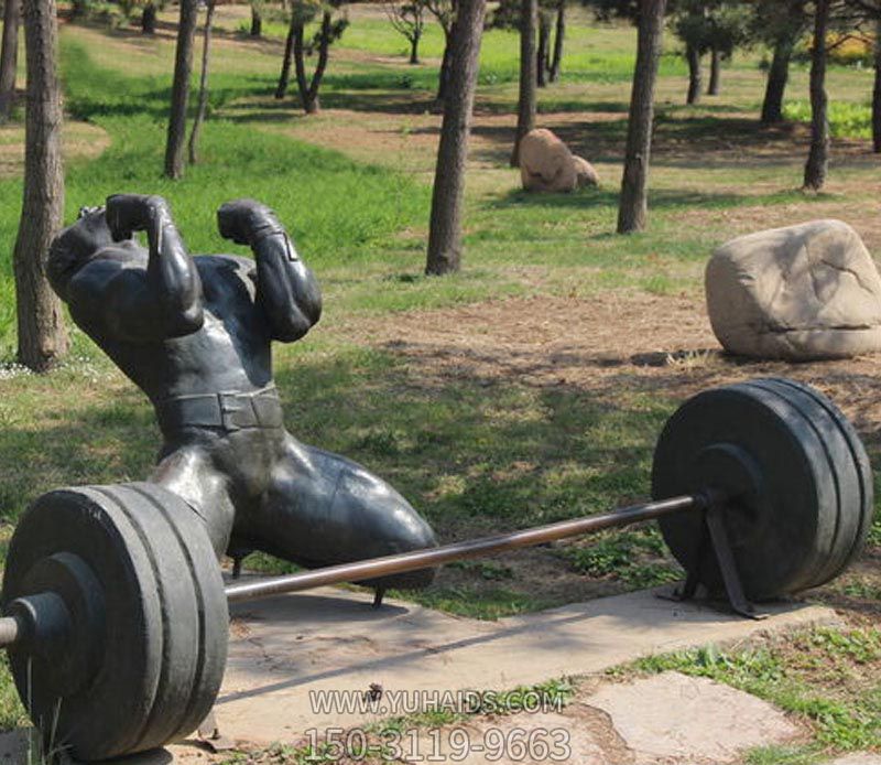 廣場公園舉重運動員玻璃鋼仿銅雕塑